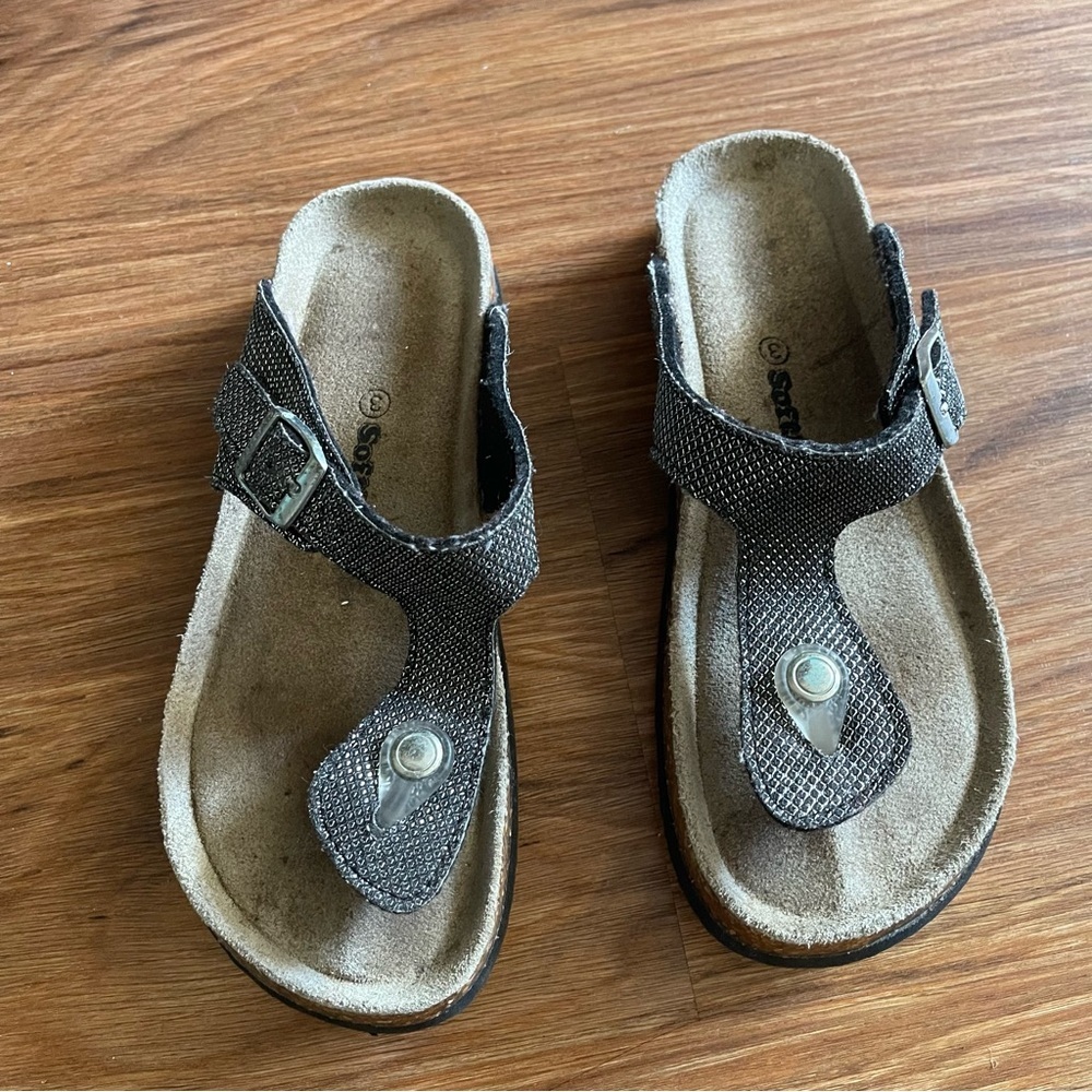Softmoc Black Glitter Thong Sandal US 3 Girl